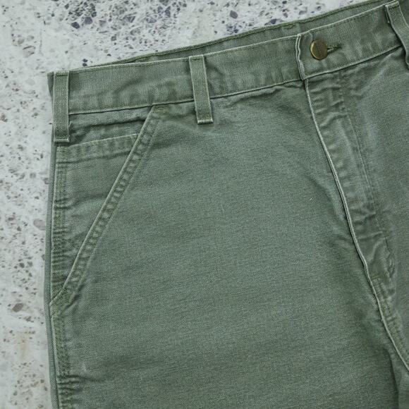 Vintage Y2K Faded Green Carhartt Carpenter Shorts B25 MOS 33x7.75 - Picture 8 of 14